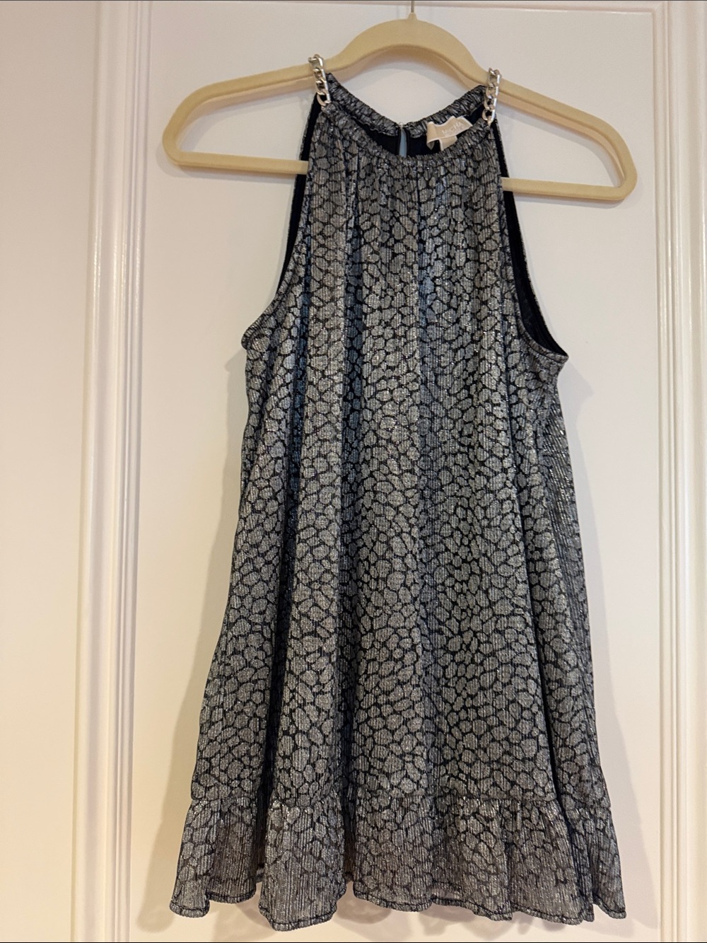 Black and White Patterned Halter Swing  top.